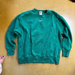 90s Green Crewneck Sweatshirt Embroidered Swoosh Logo Size Medium